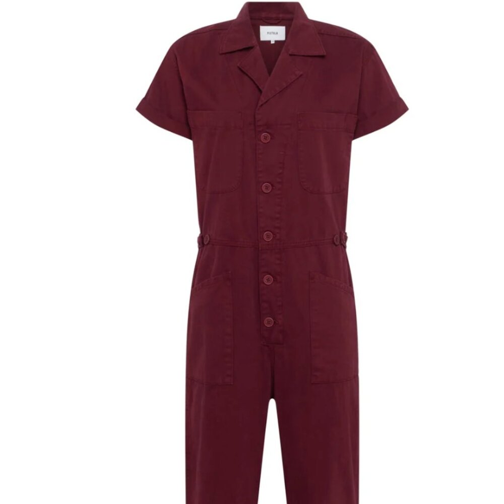 Grover Short Sleeved Jumpsuit in Merlot by Pistola
